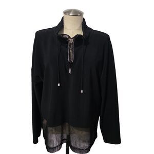 Joseph Ribkoff Black Top Crystal Zip Tiered Net Sheer 10